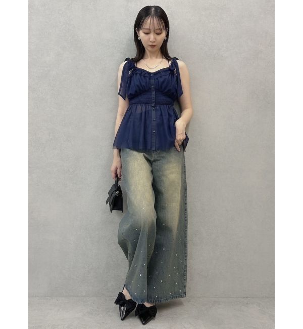dazzlin「ショルダーリボンチュールペプラムビスチェ」|タンクトップ|