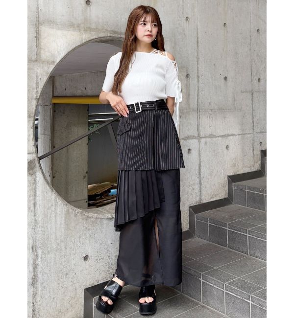 MURUA「異素材MIXスリットスカート」|スカート|