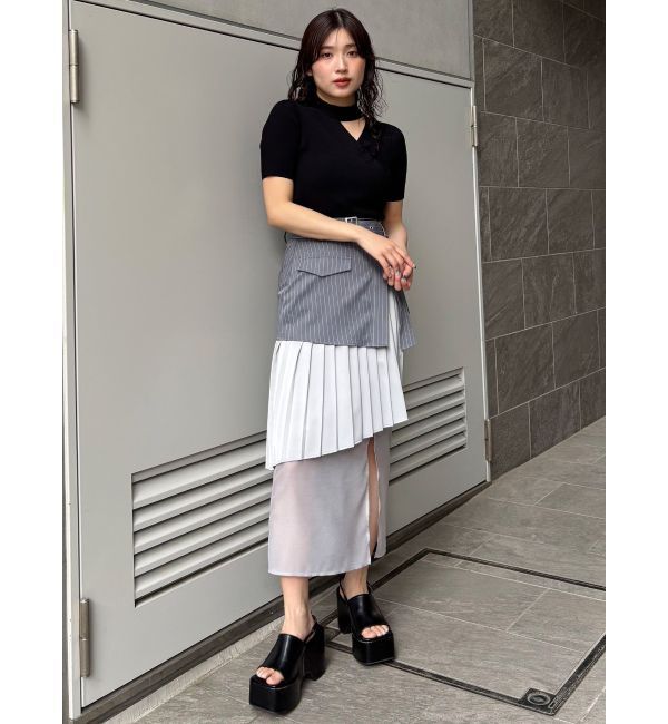 MURUA「異素材MIXスリットスカート」|スカート|