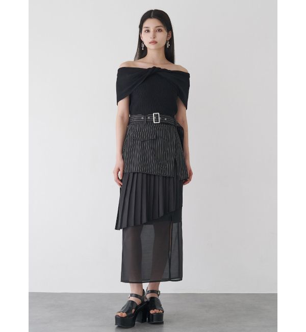 MURUA「異素材MIXスリットスカート」|スカート|