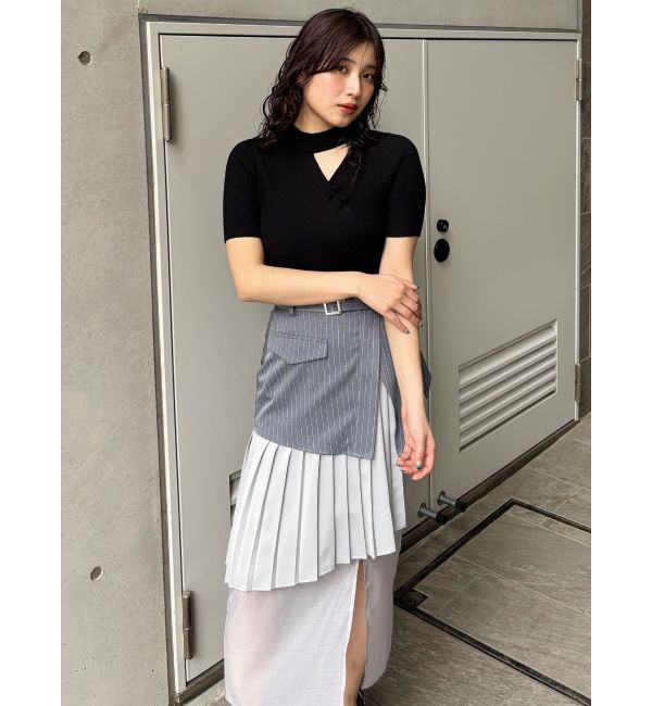 MURUA「異素材MIXスリットスカート」|スカート|