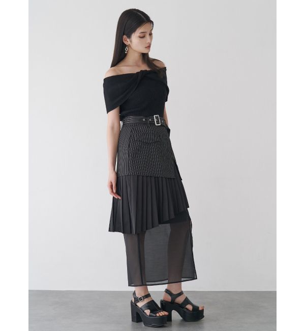 MURUA「異素材MIXスリットスカート」|スカート|