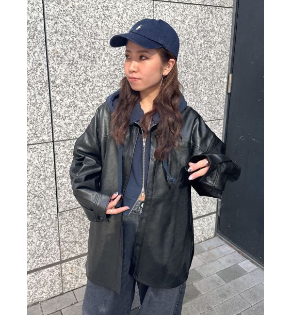 Ungrid「スリーブデザインフェイクレザーシャツ」|シャツ・ブラウス|