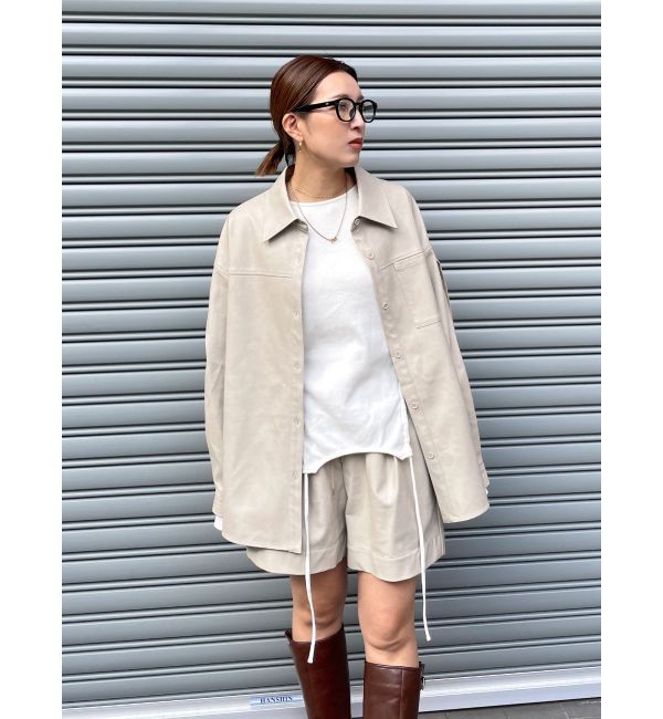 Ungrid「スリーブデザインフェイクレザーシャツ」|シャツ・ブラウス|