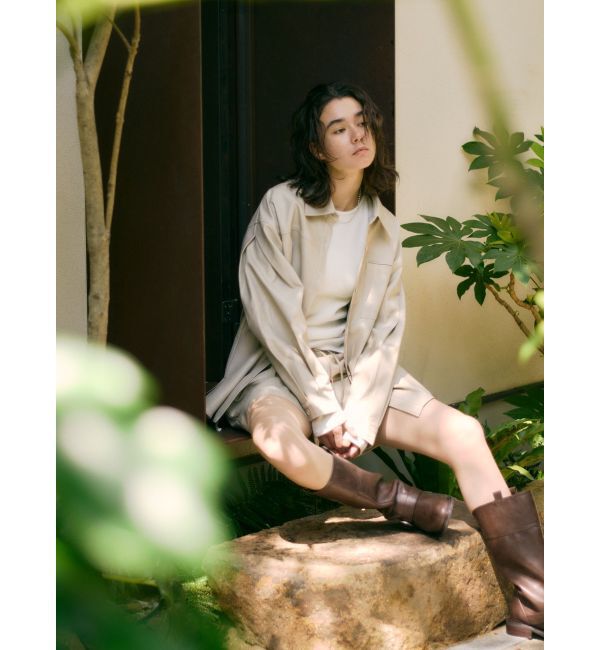 Ungrid「スリーブデザインフェイクレザーシャツ」|シャツ・ブラウス|ベージュ