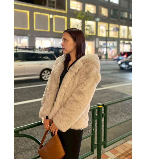 LAGUNAMOON「フェイクファーフーディコート」|その他|