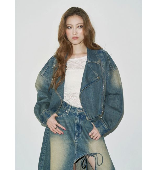 EVRIS「グラデーションデニムショートライダース【セットアップ着用可能】」|デニムジャケット|