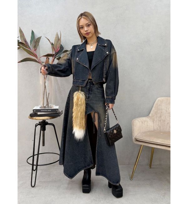 EVRIS「グラデーションデニムショートライダース【セットアップ着用可能】」|デニムジャケット|