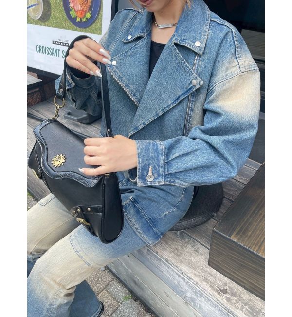 EVRIS「グラデーションデニムショートライダース【セットアップ着用可能】」|デニムジャケット|