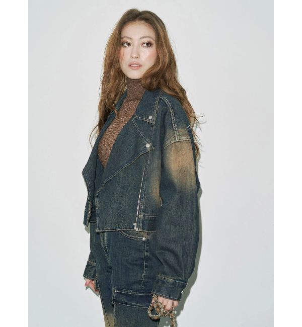 EVRIS「グラデーションデニムショートライダース【セットアップ着用可能】」|デニムジャケット|