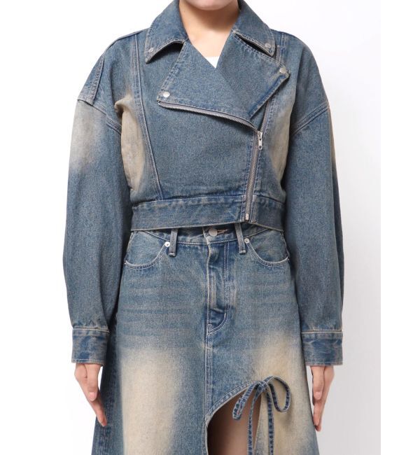 EVRIS「グラデーションデニムショートライダース【セットアップ着用可能】」|デニムジャケット|