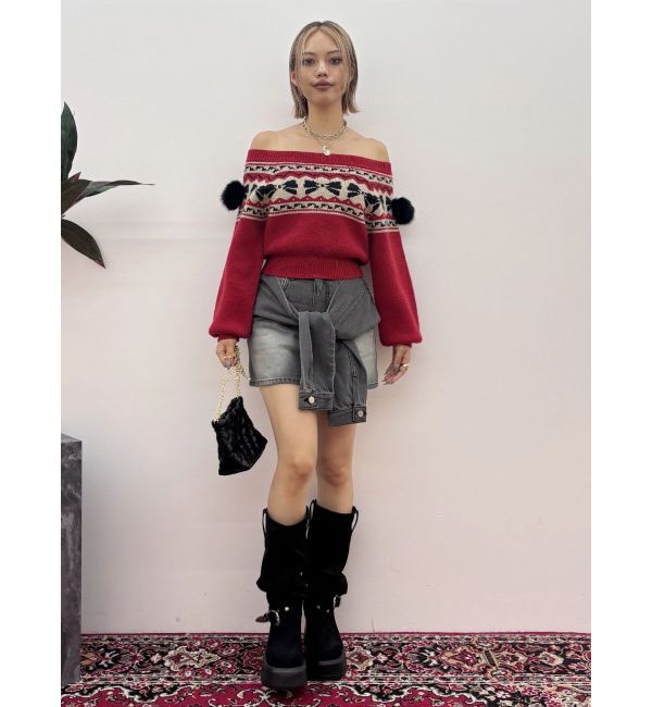 EVRIS「スリーブデザインデニムミニスカート」|スカート|