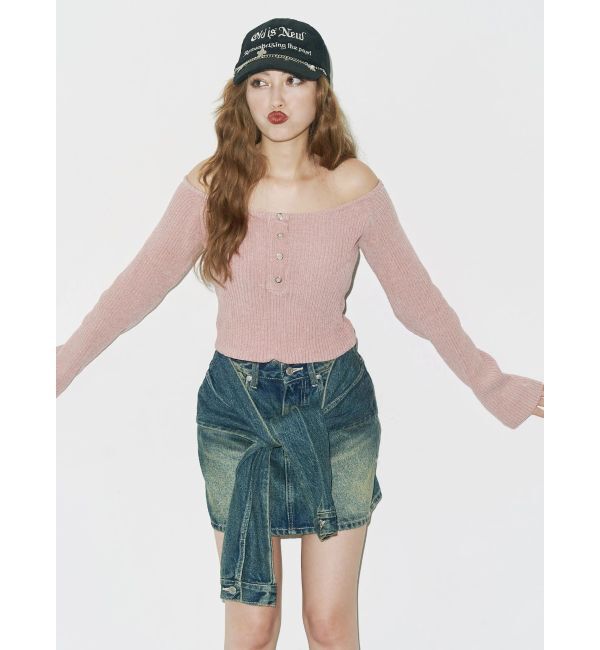 EVRIS「スリーブデザインデニムミニスカート」|スカート|