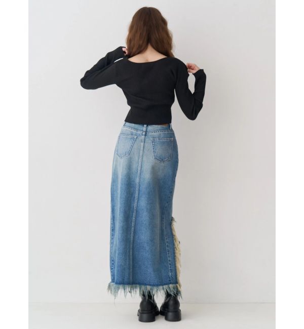 EVRIS「フロントホックレースドッキングニットトップス」|ニット・セーター|