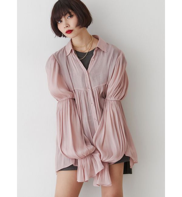 jouetie「ボリュームスリーブシアーシャツ」|シャツ・ブラウス|ピンク