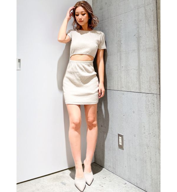 GYDA「WAIST OPEN 2WAYテレコワンピース」|ワンピース|