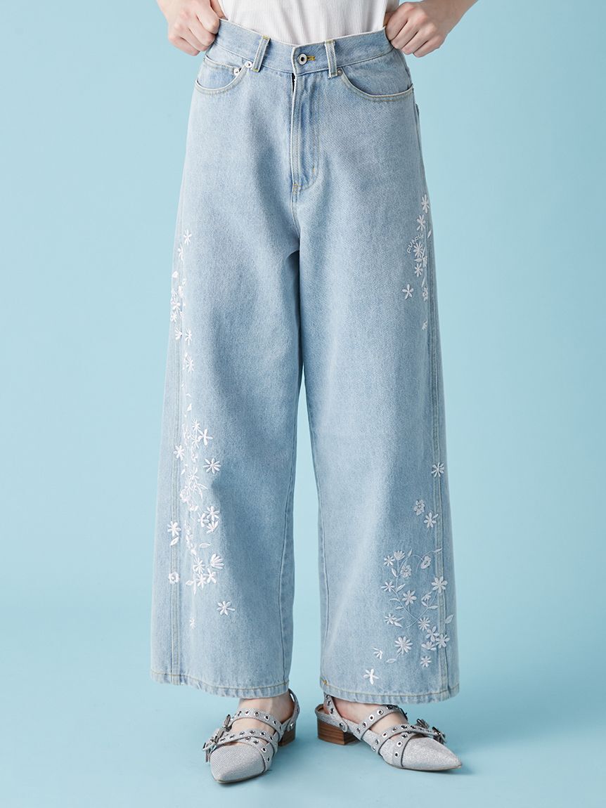 FURFUR「フラワー刺繍デニムパンツ」|デニム|