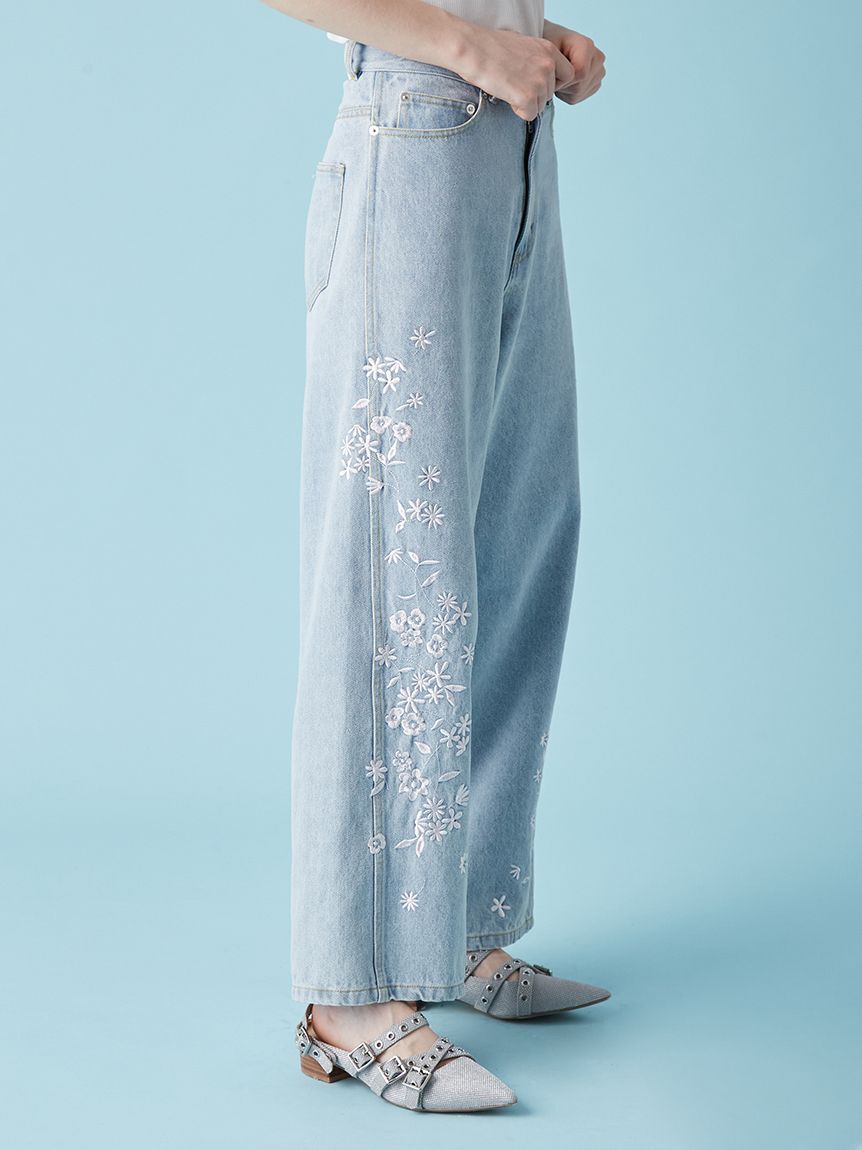 FURFUR「フラワー刺繍デニムパンツ」|デニム|
