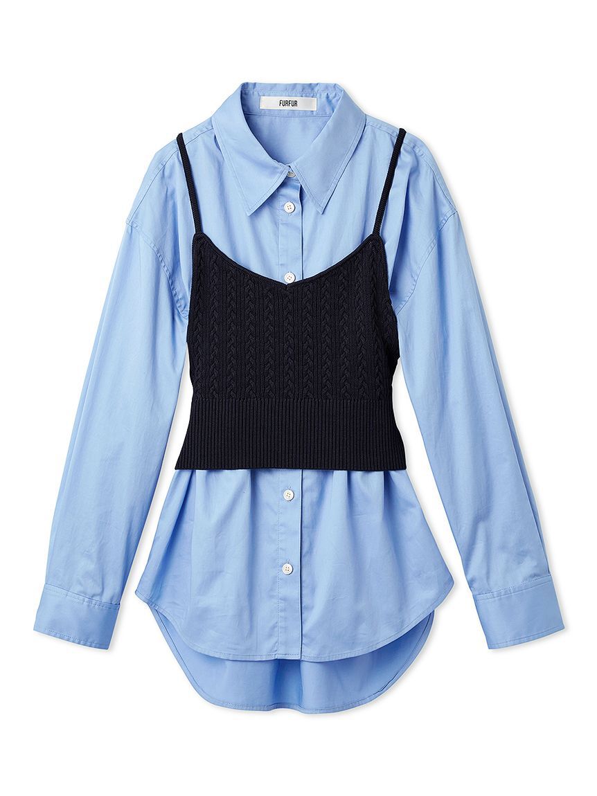 FURFUR「ニットビスチェレイヤードシャツ」|シャツ・ブラウス|SAX