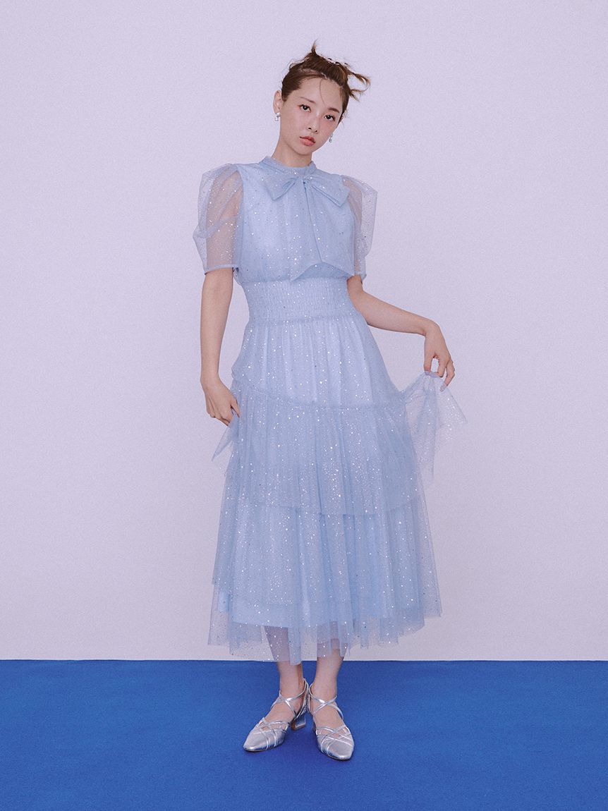 FURFUR「【限定サイズ】ハーフスリーブラメチュールドレス」|ドレス|