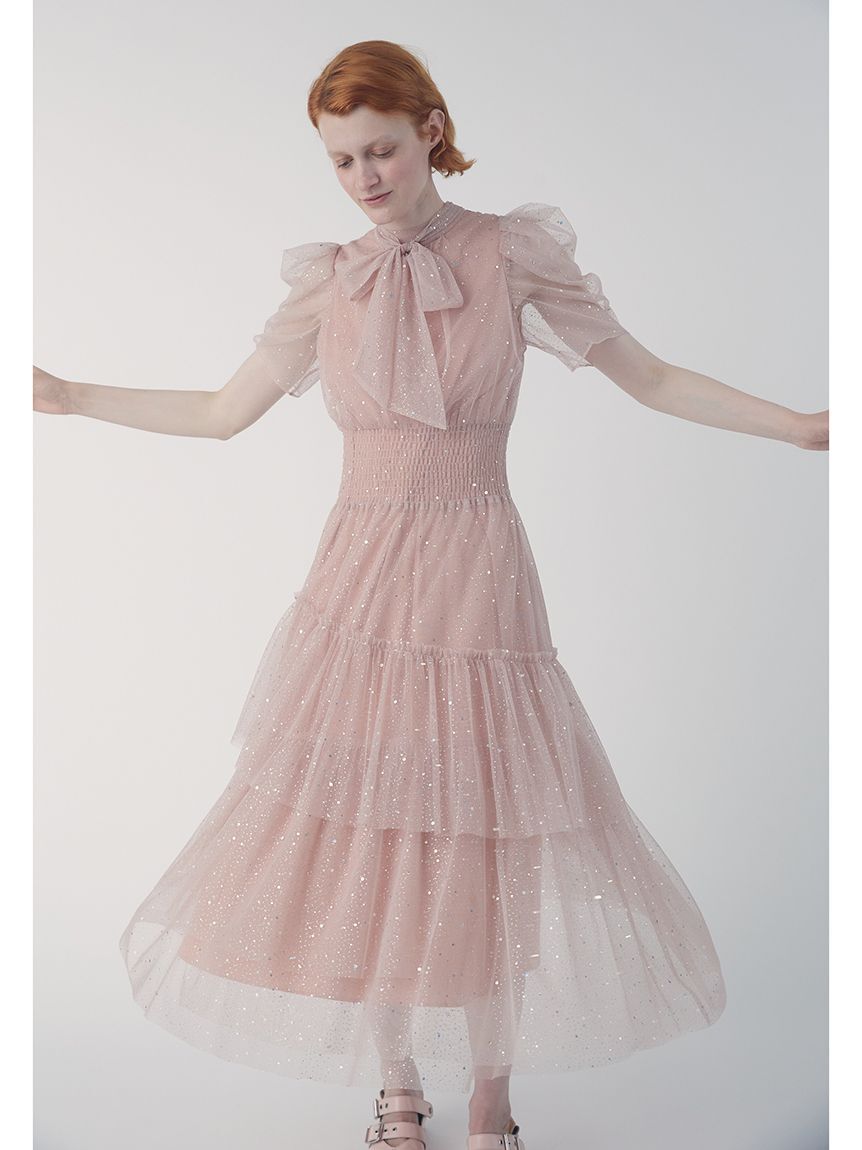 FURFUR「【限定サイズ】ハーフスリーブラメチュールドレス」|ドレス|