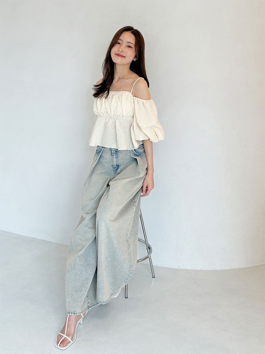 SNIDEL「オフショルフリルブラウス」|シャツ・ブラウス|