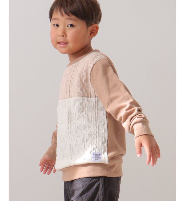 ikka kids「ケーブルニットソーブロックストレーナー（120~160cm）」|Tシャツ・カットソー|ベージュ