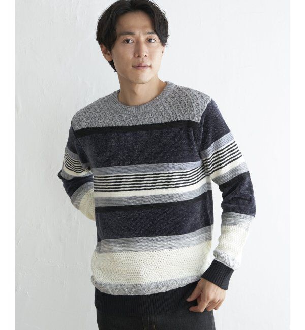 ikka「モールミックスボーダーニット」|プルオーバー|