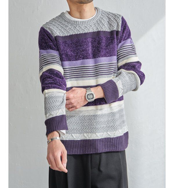 ikka「モールミックスボーダーニット」|プルオーバー|