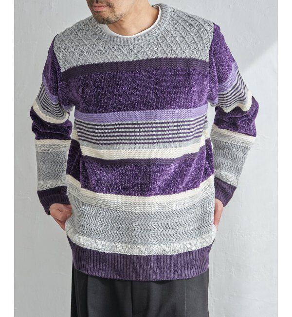 ikka「モールミックスボーダーニット」|プルオーバー|