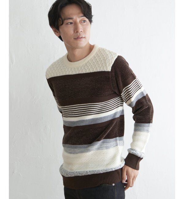 ikka「モールミックスボーダーニット」|プルオーバー|