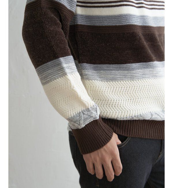 ikka「モールミックスボーダーニット」|プルオーバー|