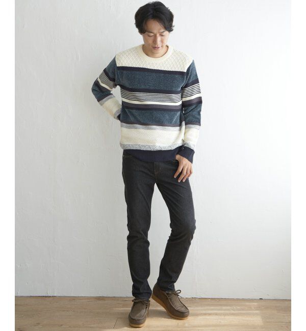 ikka「モールミックスボーダーニット」|プルオーバー|
