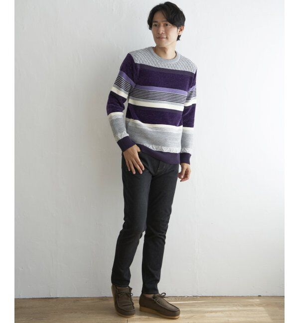 ikka「モールミックスボーダーニット」|プルオーバー|