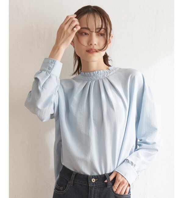 ikka「襟フリル2WAYブラウス」|シャツ・ブラウス|ライトブルー