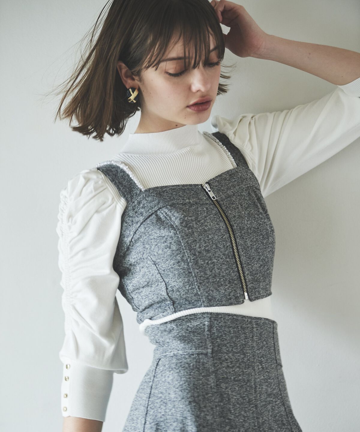 アンドクチュール「ヘリンボーンツイードキャミセットアップ」|ワンピース|