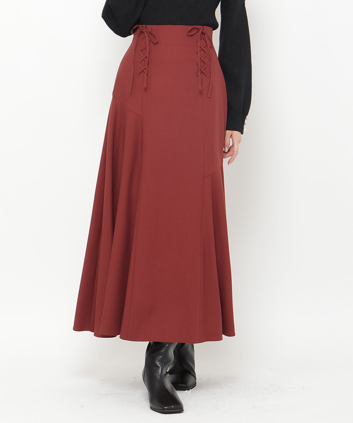 アンドクチュール「フロントレースアップアシメフレアスカート」|フレア|