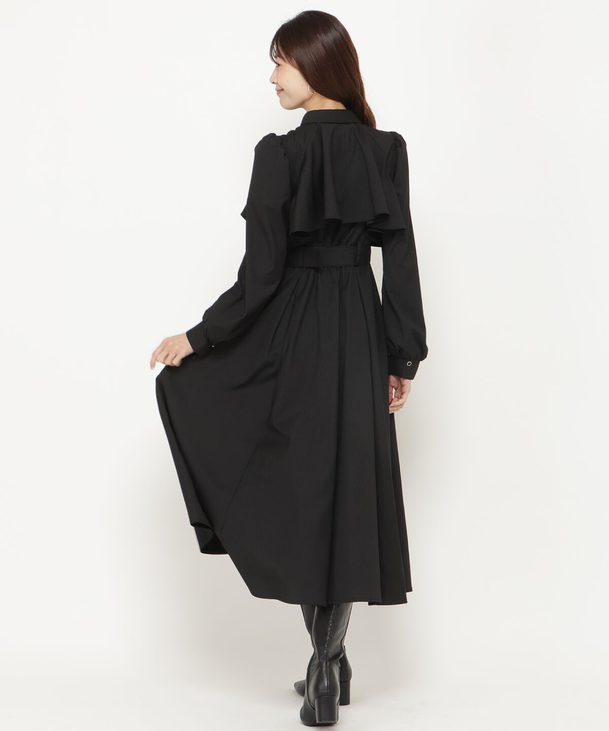 アンドクチュール「ストライプフリルケープワンピース」|ワンピース|