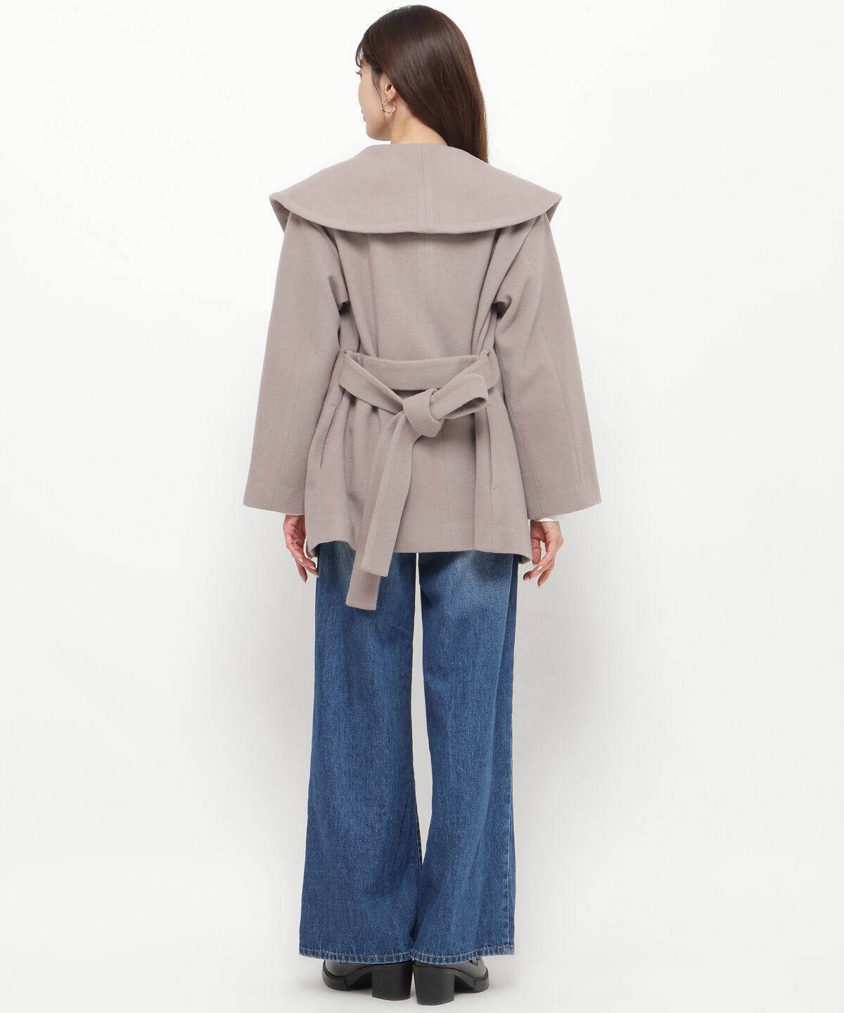 アンドクチュール「ウールビーバーショールカラーショートコート」|ダウン|