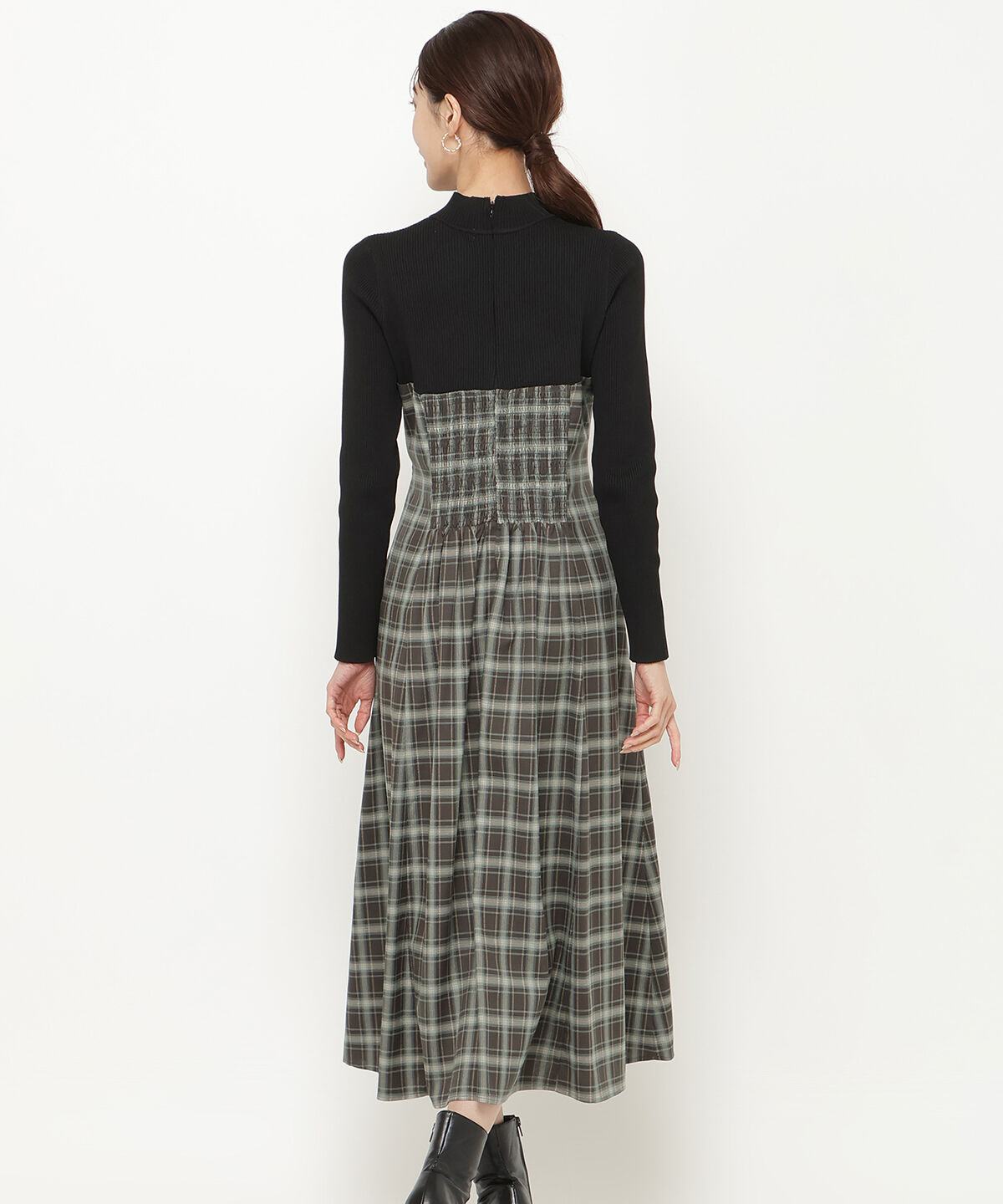 アンドクチュール「チェックリボン切替ワンピース」|ワンピース|