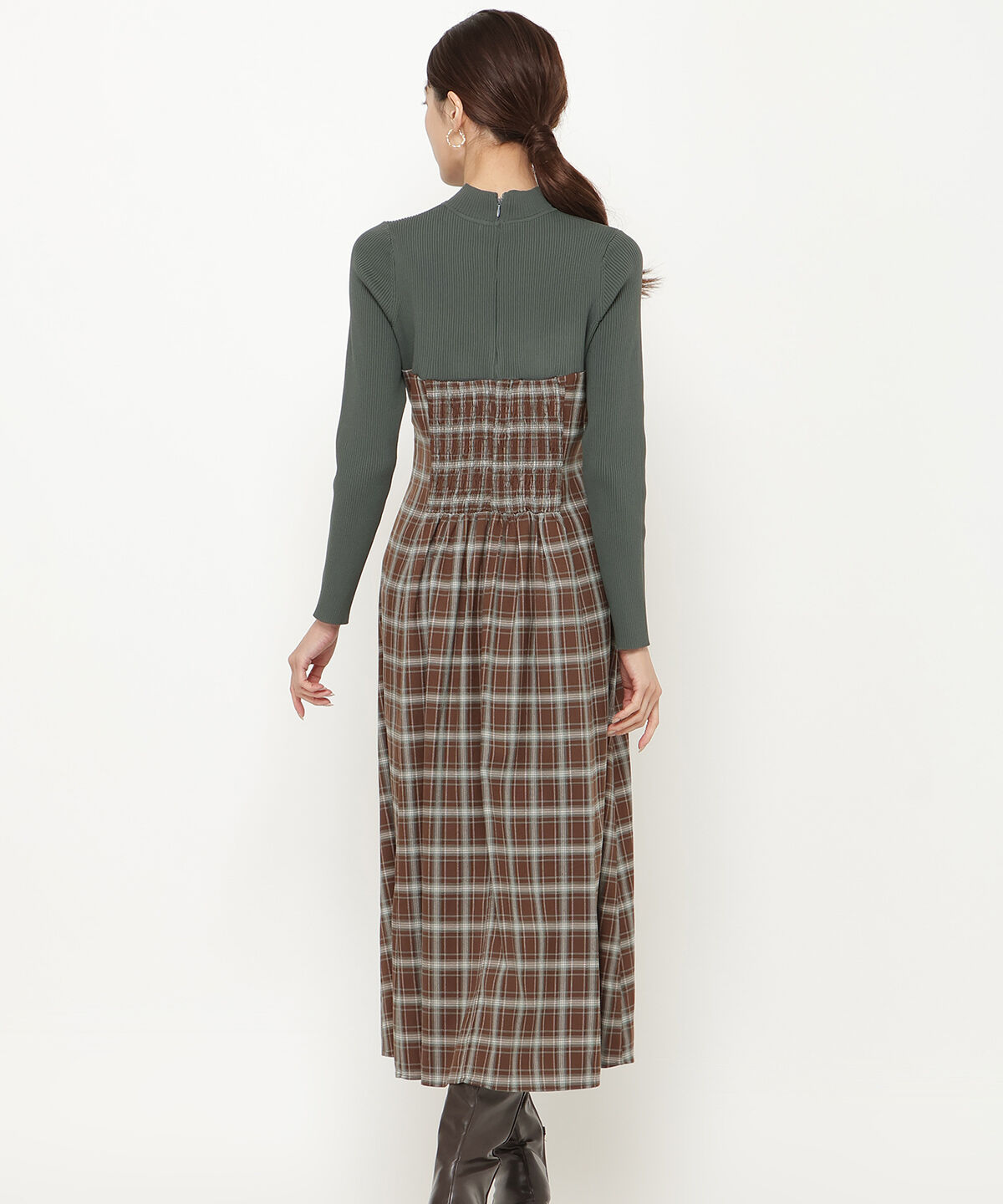 アンドクチュール「チェックリボン切替ワンピース」|ワンピース|