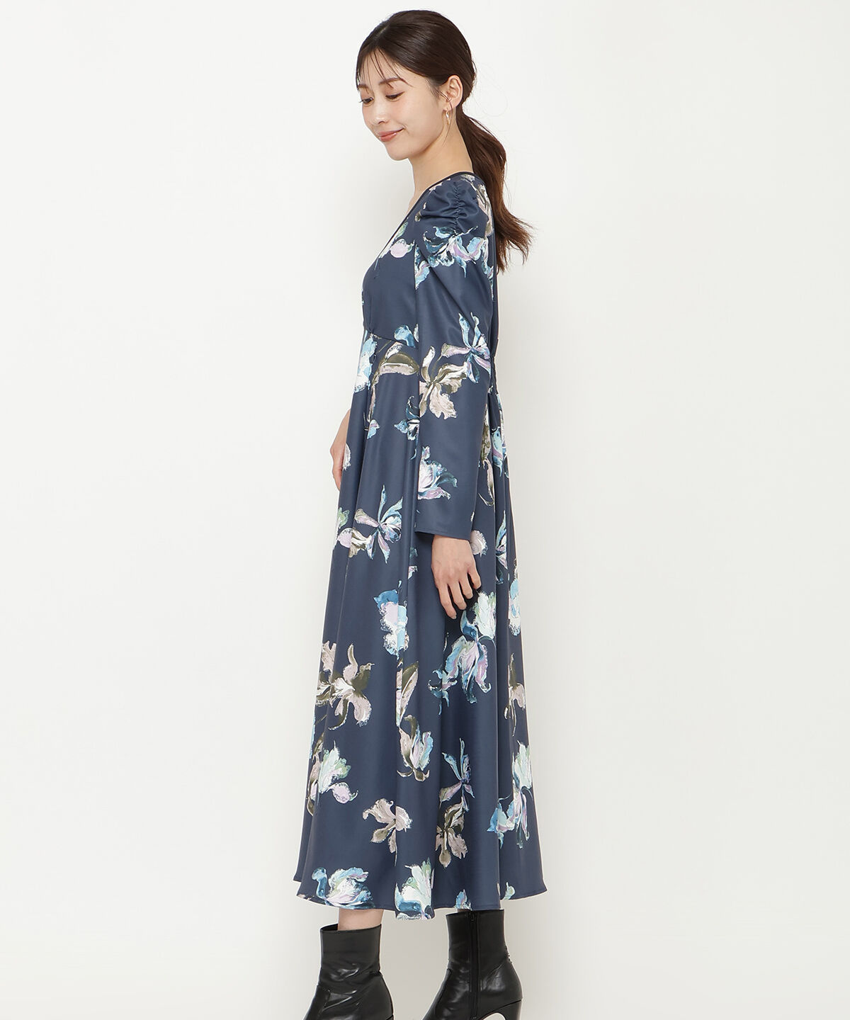 アンドクチュール「ウォーターフラワープリントワンピース」|ワンピース|