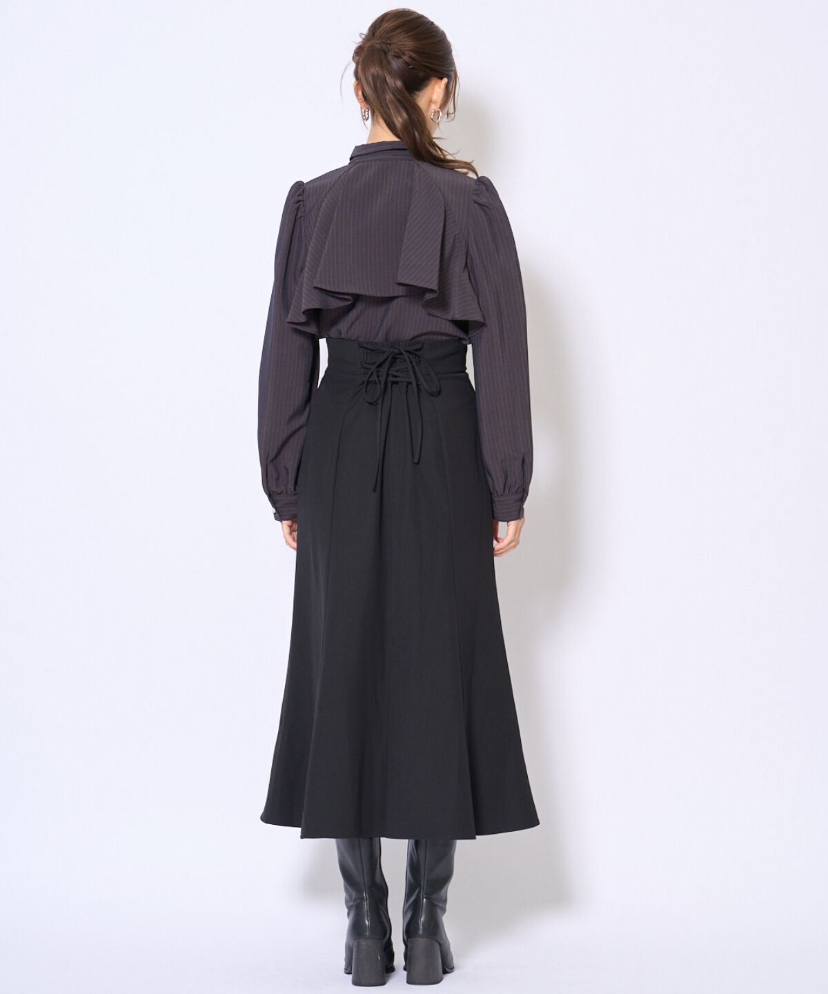 アンドクチュール「ビジューボタンフリルケープ長袖ブラウス」|シャツ・ブラウス|