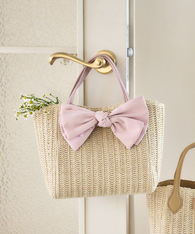 Samantha Thavasa Petit Choice「ビッグリボンかごバッグ」|トートバッグ|ﾋﾟﾝｸﾍﾞｰｼﾞｭ