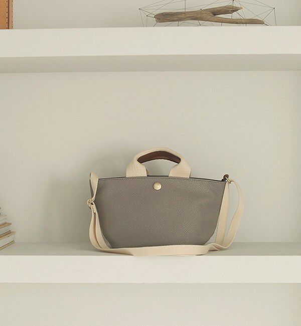 TOPKAPI BREATH「スコッチグレイン ネオレザー ショルダー付き ミニ トートバッグ プレーン」|ショルダー・メッセンジャー|ライトグレー