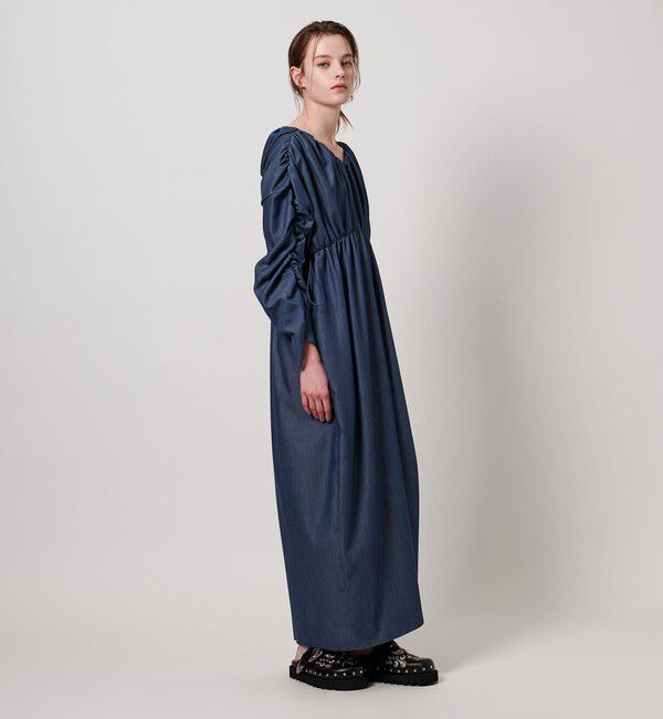 ASTRAET「＜ASTRAET＞デニムライク ギャザー ワンピース」|ワンピース|NAVY