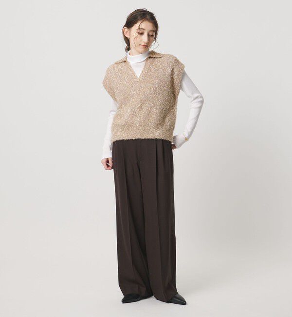 UNITED ARROWS「グリッター スキッパーポロ ベスト」|ニット・セーター|