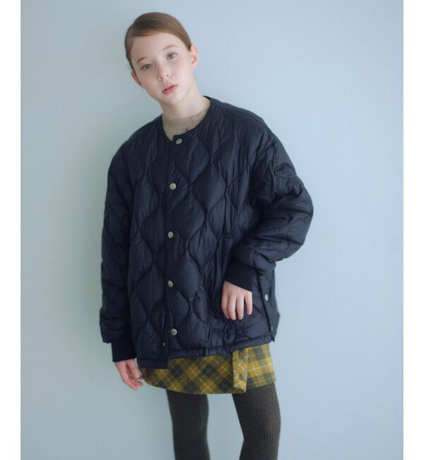 UNITED ARROWS green label relaxing「【別注】＜TAION＞ノーカラー ダウン / キッズ  140cm-150cm」|ダウン|BLACK