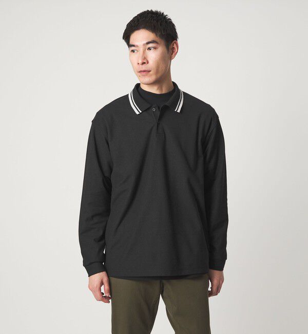 UNITED ARROWS green label relaxing「【WEB限定】ドライ クリーン ロングスリーブ ポロシャツ -吸水速乾・抗菌-」|ポロシャツ|BLACK
