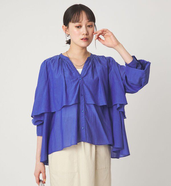 UNITED ARROWS green label relaxing「［size SHORTあり］ボイル レイヤー ギャザー ブラウス」|シャツ・ブラウス|ROYAL